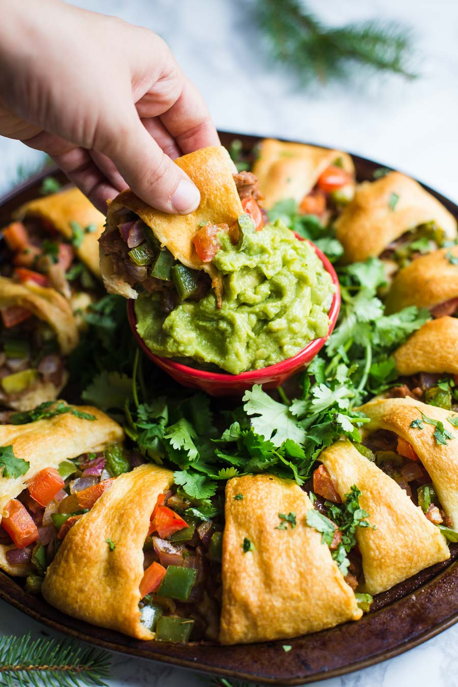 Vegetarian Party Appetizers
 Holiday Wreath Taco Ring V