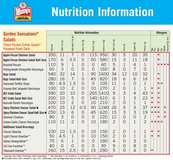 Wendy'S Salad Dressings
 Wendy’S Nutrition – Besto Blog