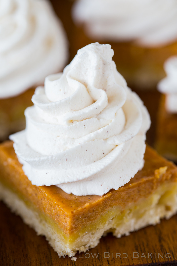 Whipped Cream Desserts
 Pumpkin Pie Shortbread Bars with Maple Cinnamon Whipped