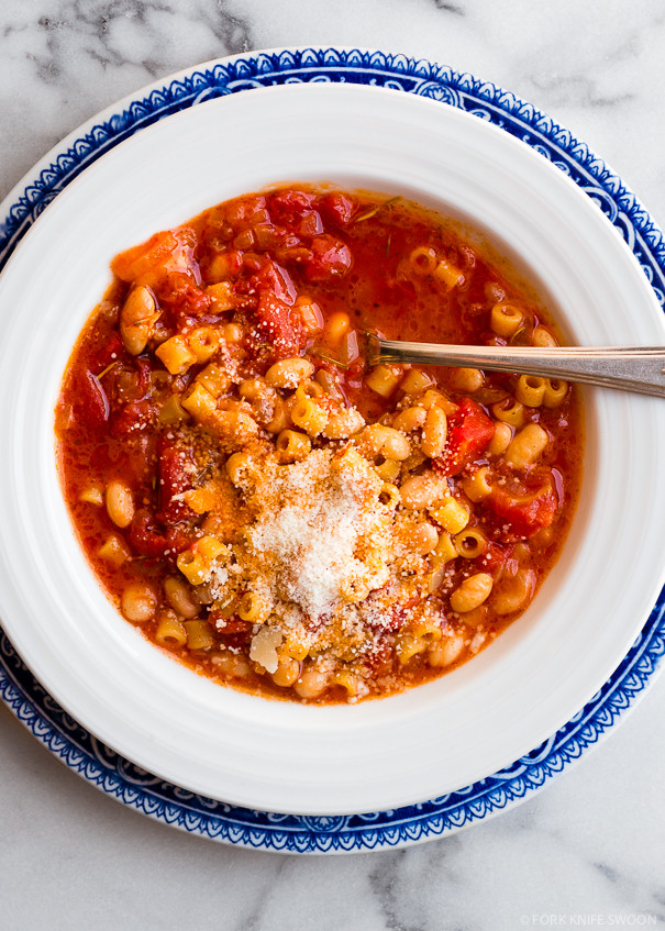 White Bean Stew
 Tomato and White Bean Stew with Ditalini Fork Knife Swoon