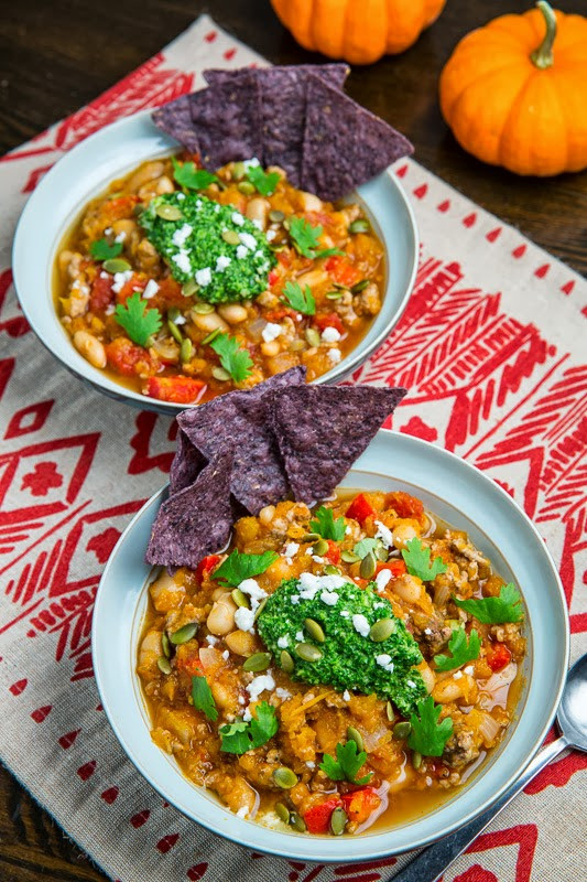 White Bean Turkey Chili
 Pumpkin and White Bean Turkey Chili with Kale and Pepita