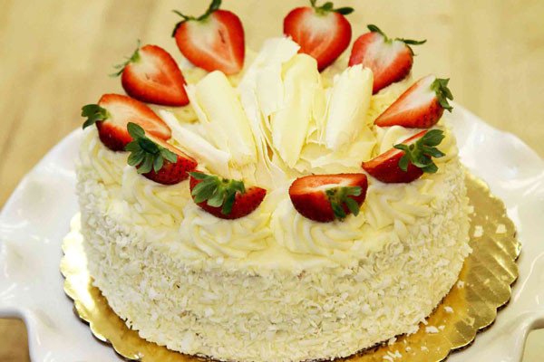 White Cake With Strawberries
 Cakes from European Delights Bakery Lexington KY
