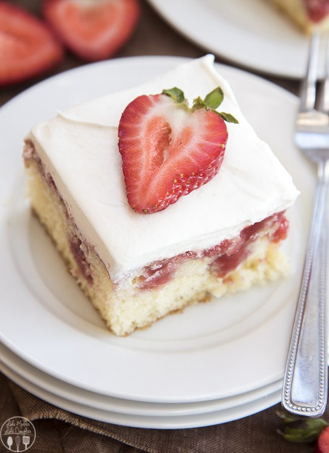White Cake With Strawberries
 Strawberries and Cream Poke Cake LMLDFood