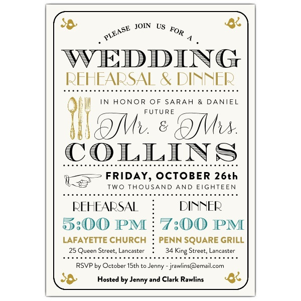 Who To Invite To Rehearsal Dinner
 Typography Mix Rehearsal Dinner Invitations