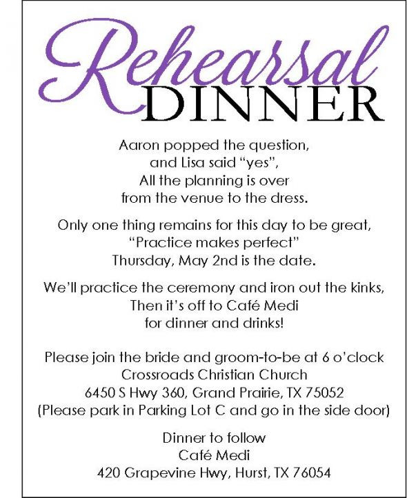Who To Invite To Rehearsal Dinner
 Rehearsal Dinner invite with template available