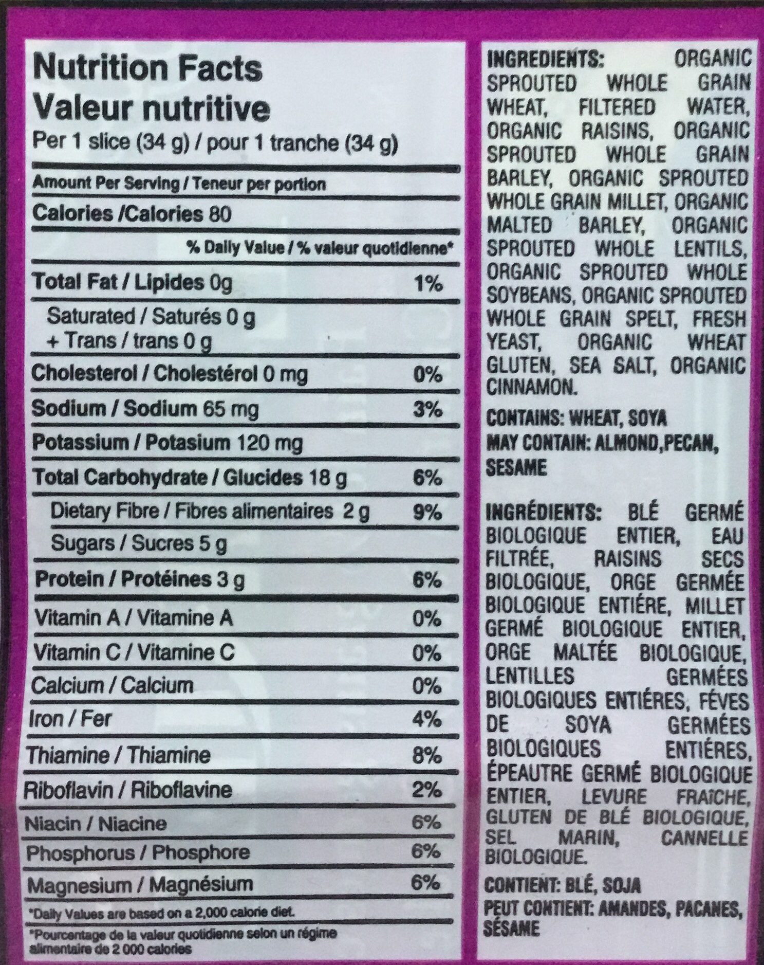 Whole Grain Bread Nutrition Facts
 Ezekiel Bread Nutrition Facts Cinnamon Raisin – Besto Blog