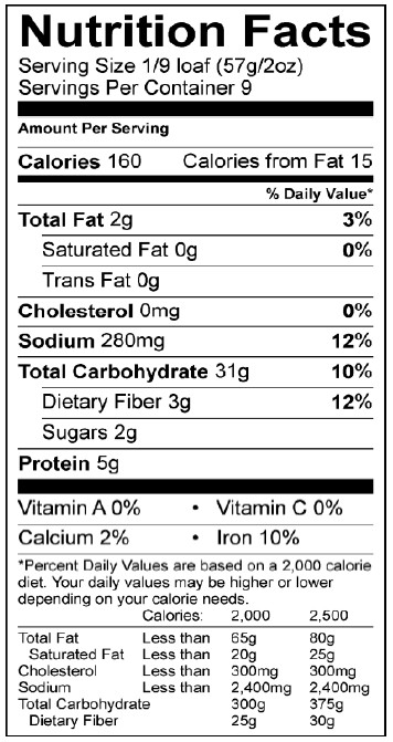 Whole Grain Bread Nutrition
 100 Whole Grain Bread Artisan Whole Grain Bread