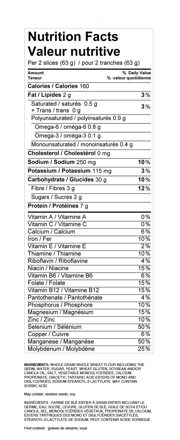 Whole Grain Bread Nutrition
 wheat bread nutrition facts 1 slice