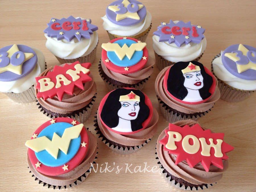 Wonder Woman Cupcakes
 Wonder Woman Birthday Cupcakes Cake by Nikskakes