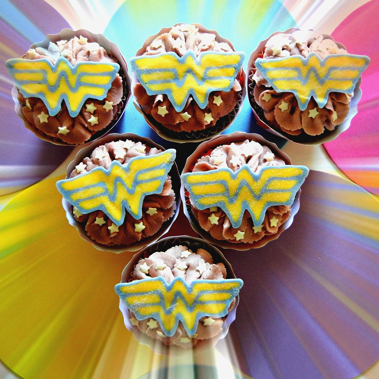 Wonder Woman Cupcakes
 Sugar Swings Serve Some Wonder Woman Cupcakes for the