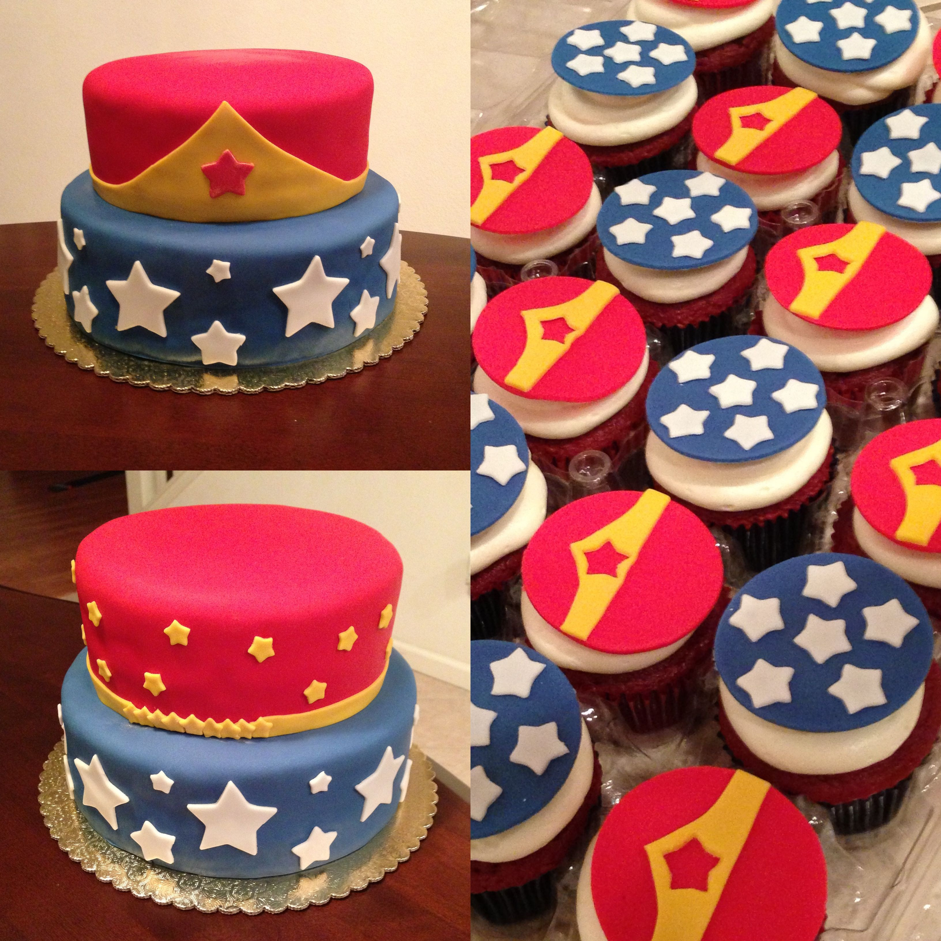 Wonder Woman Cupcakes
 Wonder Woman cake & cupcakes by