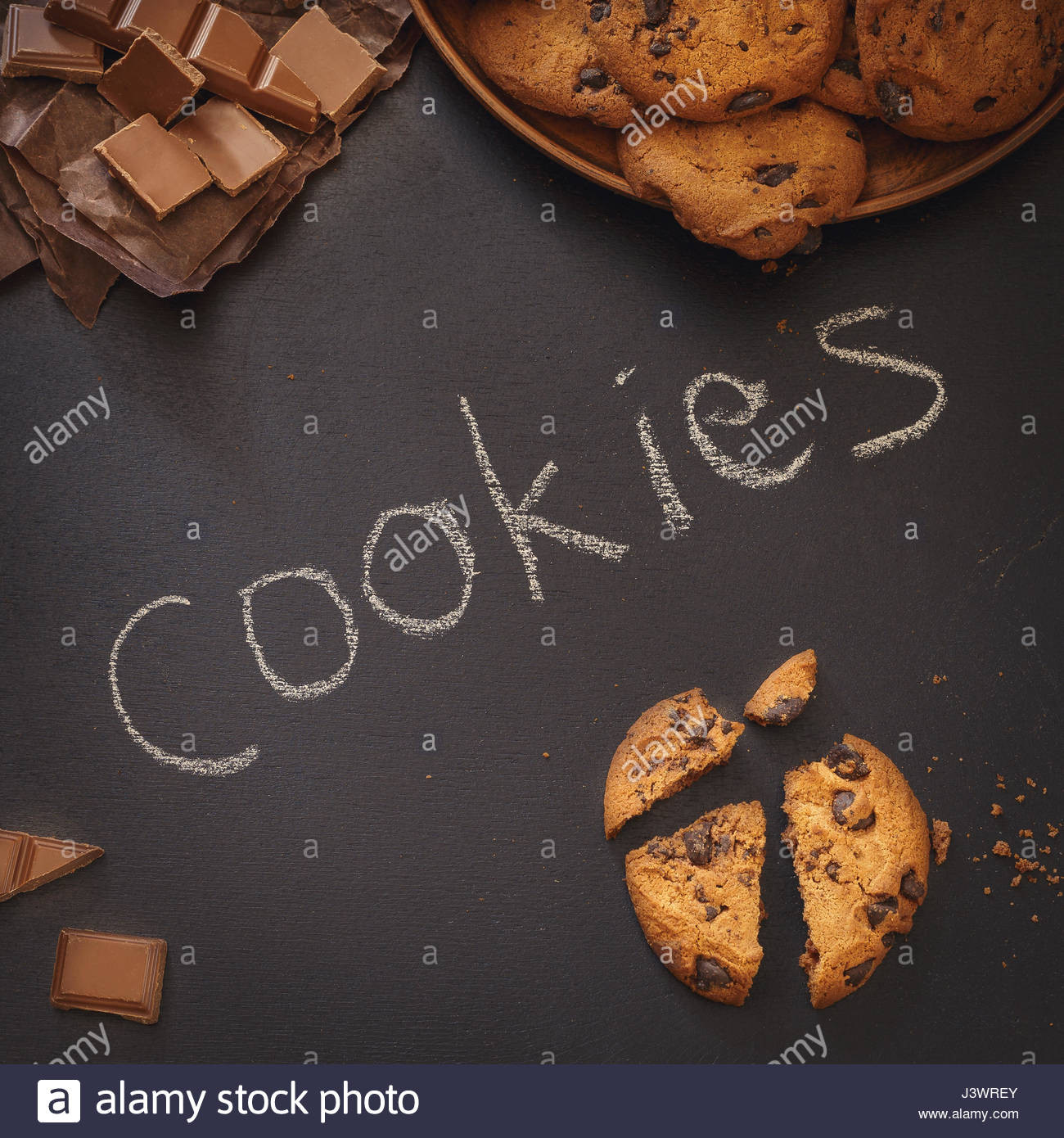 Word Cookies Chocolate
 Chocolate chip cookies with word cookies written with