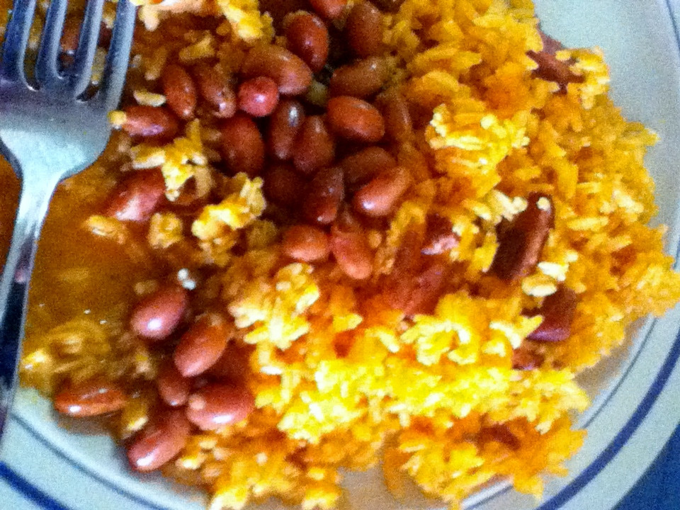 Yellow Rice And Beans
 At Mom s having "Locrio de salchichon" Yellow rice