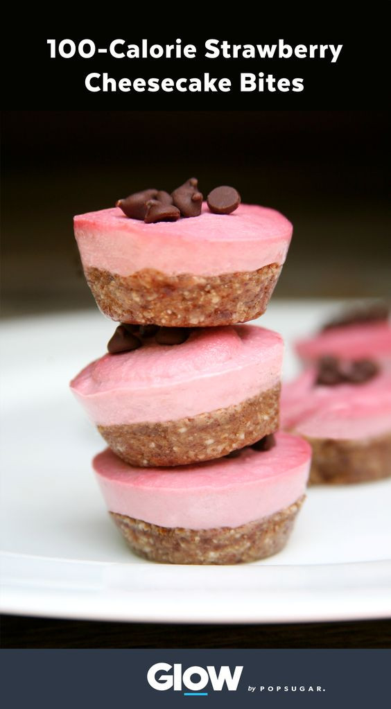 100 Calorie Desserts
 100 calorie vegan strawberry cheesecake bites are the