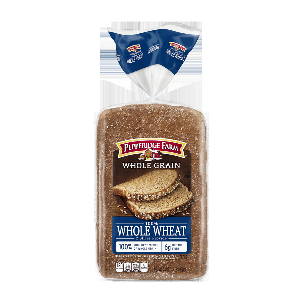 100% Whole Grain Bread
 Pepperidge Farm 100 Whole Wheat Bread Nutrition Facts