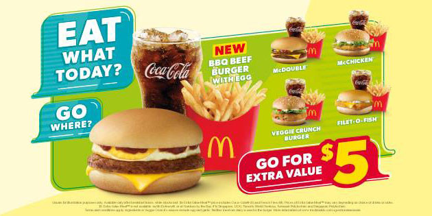 5 Dollar Dinners
 McDonald’s Singapore Latest Promotions or Coupon Deals