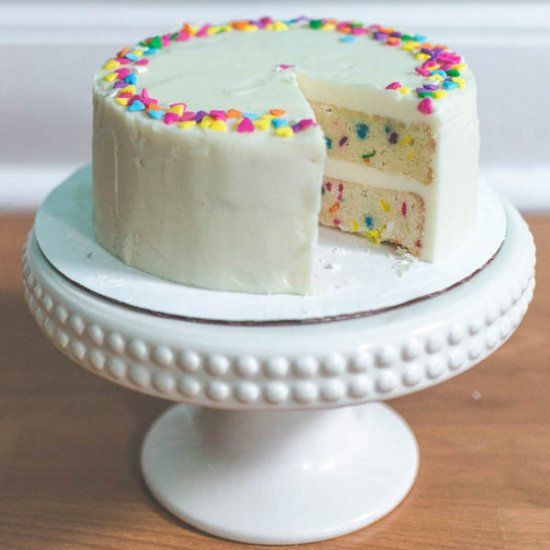 6 Inch Cheesecake Recipe
 A small 6 inch vanilla funfetti cake with fluffy vanilla