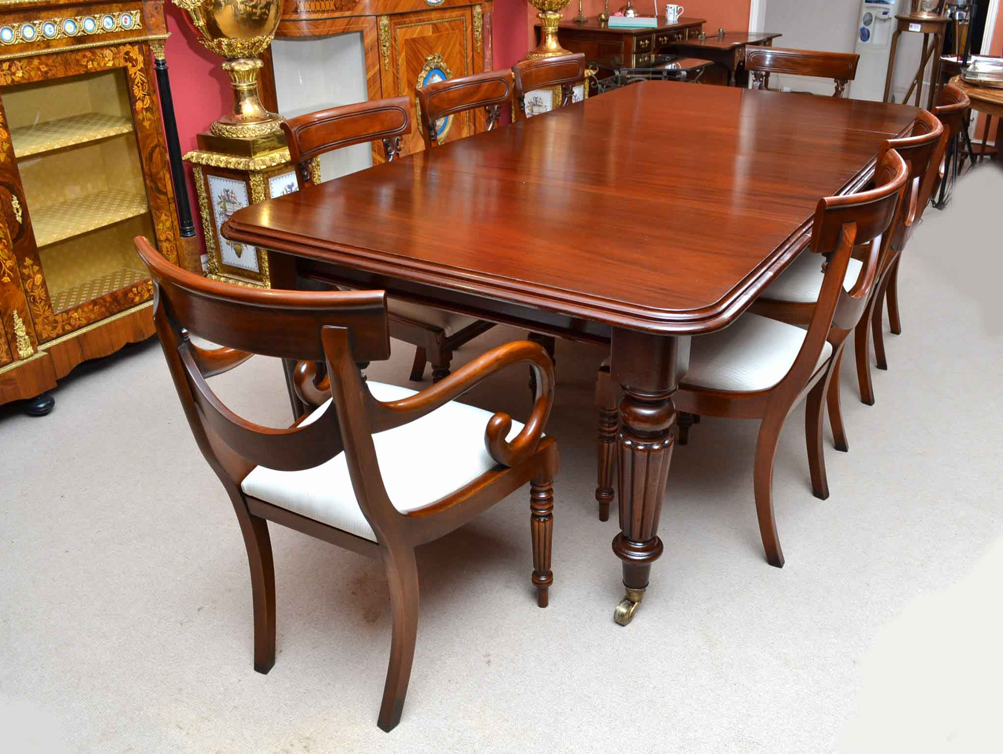 8 Chair Dinner Table
 Antique Victorian 8 ft Mahogany Dining Table & 8 Chairs