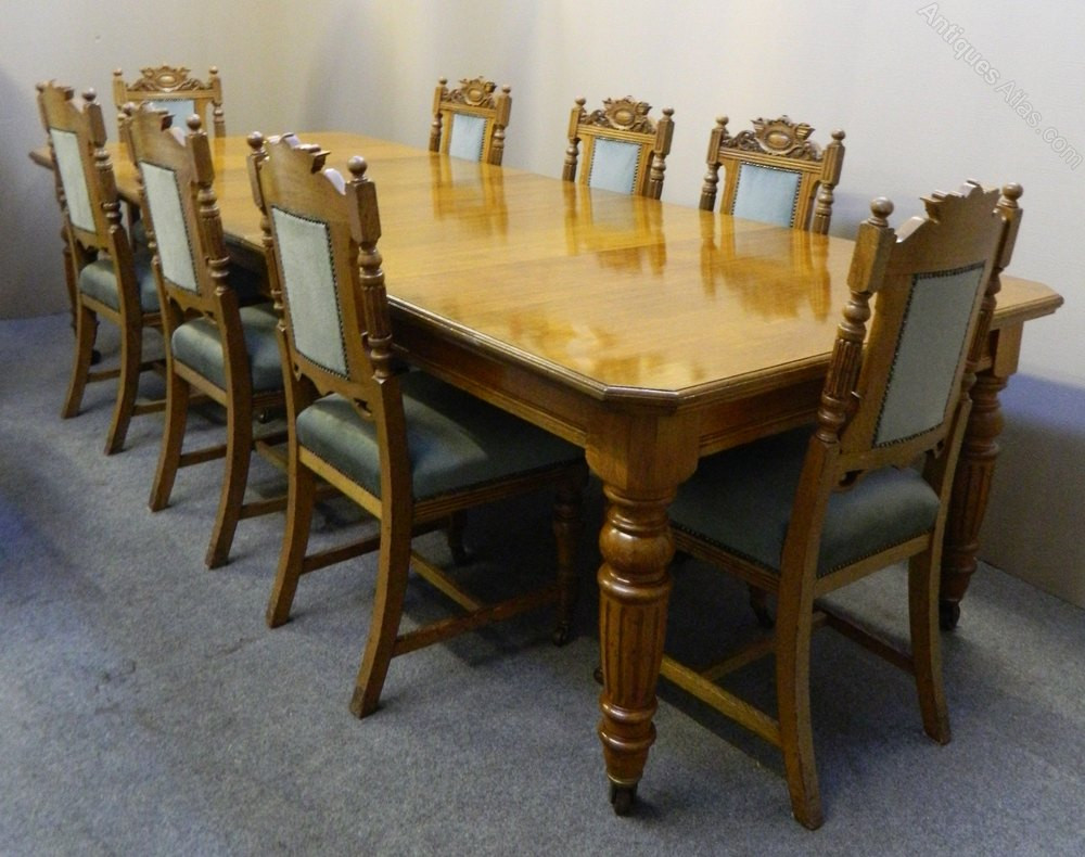 8 Chair Dinner Table
 Oak Extending Dining Table & 8 Chairs Antiques Atlas