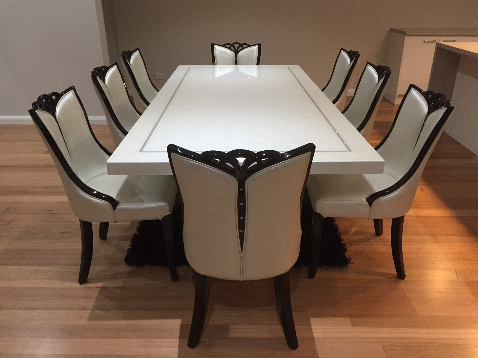 8 Chair Dinner Table
 Bianca Marble Dining table with 8 Chairs