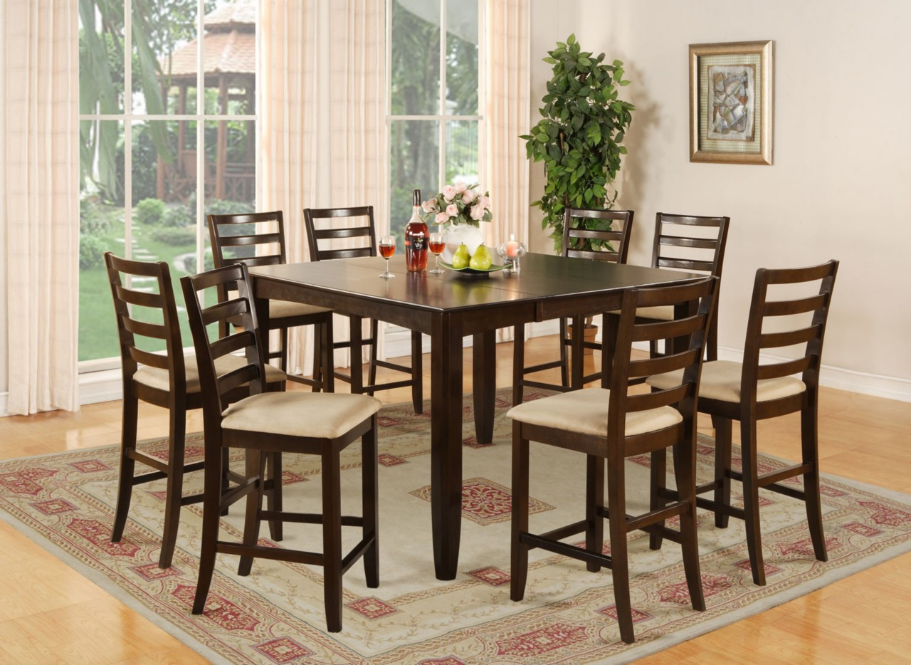 8 Chair Dinner Table
 9 PC SQUARE COUNTER HEIGHT DINING ROOM TABLE 8 CHAIRS