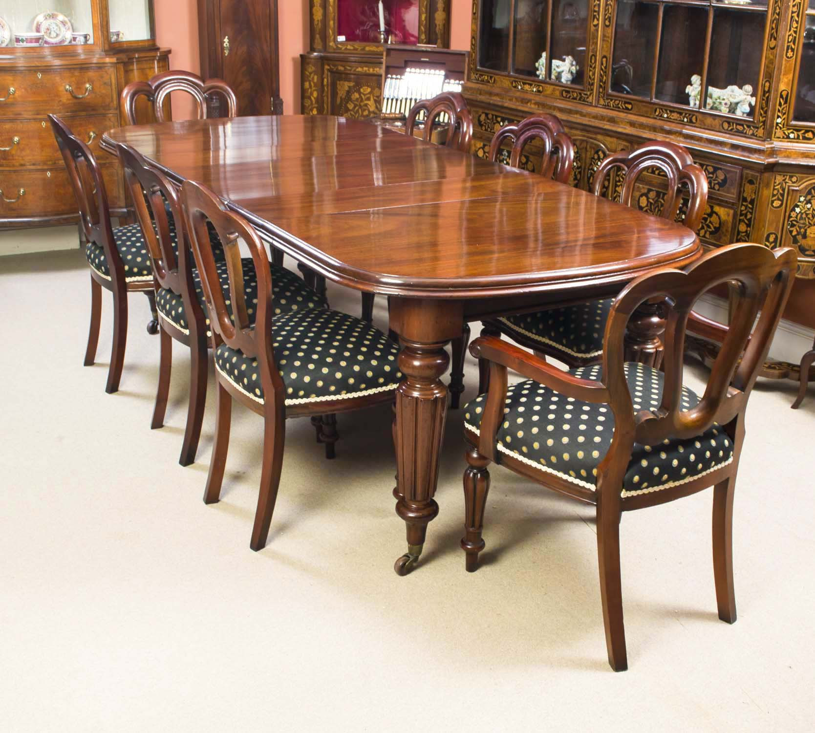 8 Chair Dinner Table
 Antique Victorian Mahogany Dining Table 8 Chairs c1870