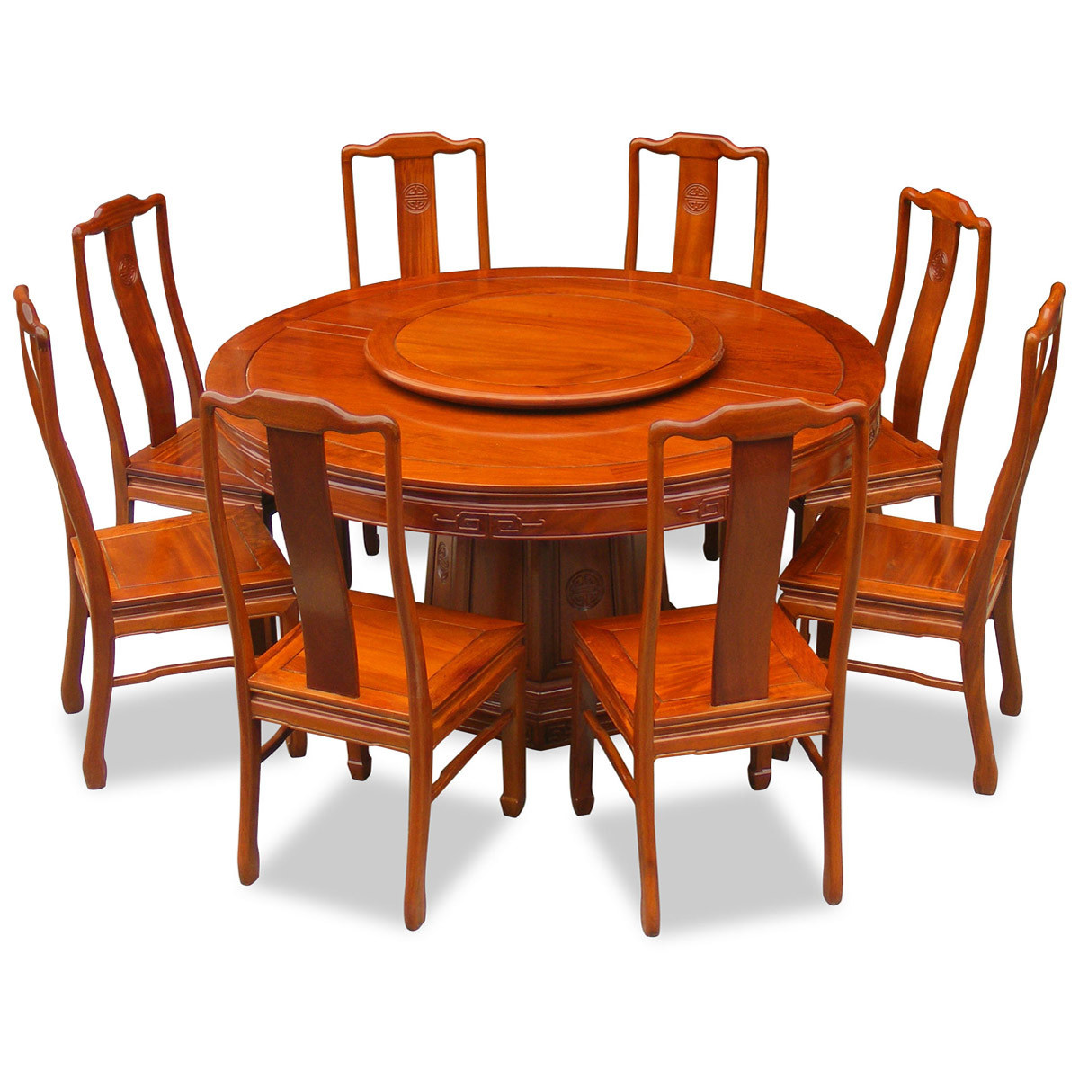 8 Chair Dinner Table
 60in Rosewood Longevity Design Round Dining Table with 8