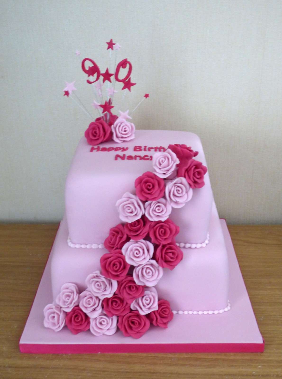 90Th Birthday Cake
 2 Tier 90th Birthday Rose Cake Susie s Cakes