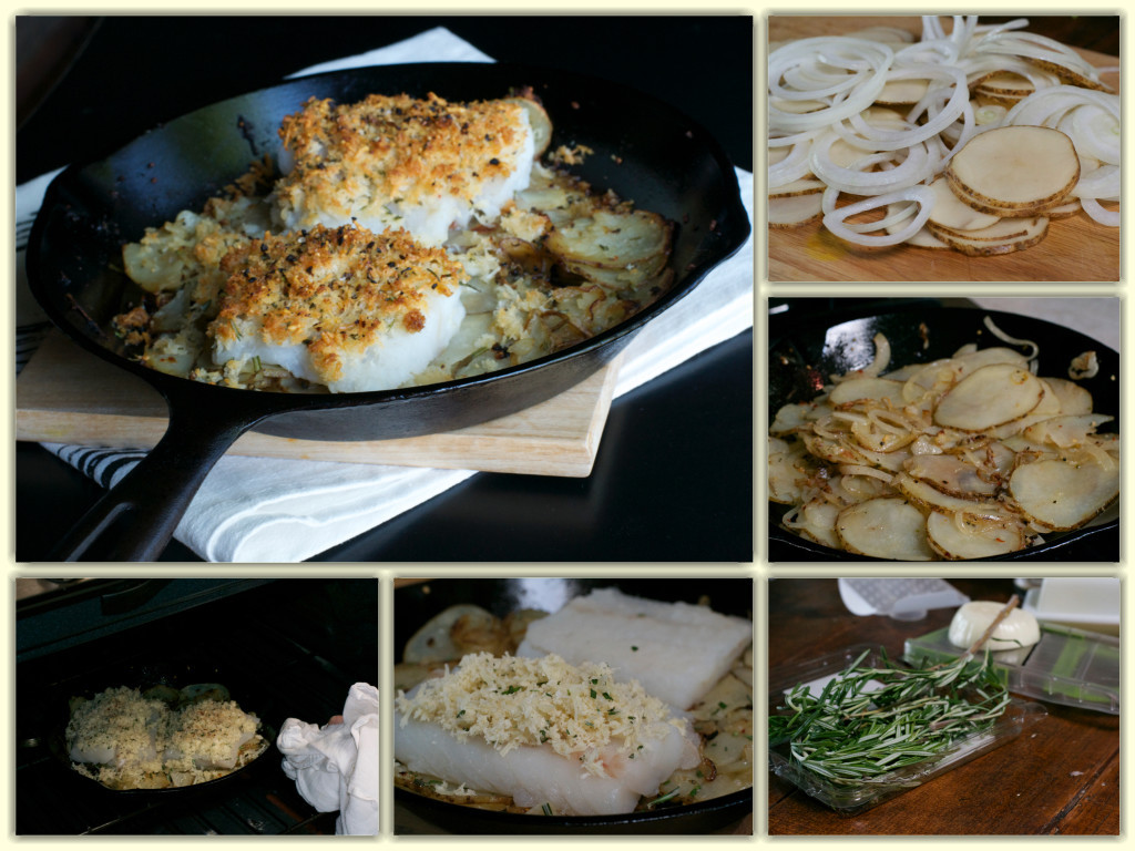 A Dinner Of Onions
 Cast Iron Cod Potatoes and ions What the Forks for Dinner