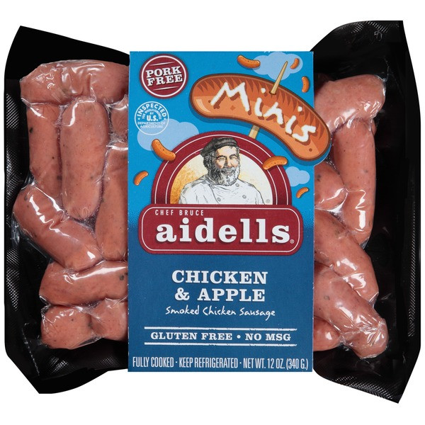 Aidells Chicken Apple Sausage
 Aidells Minis Chicken & Apple Smoked Chicken Saugsage 12
