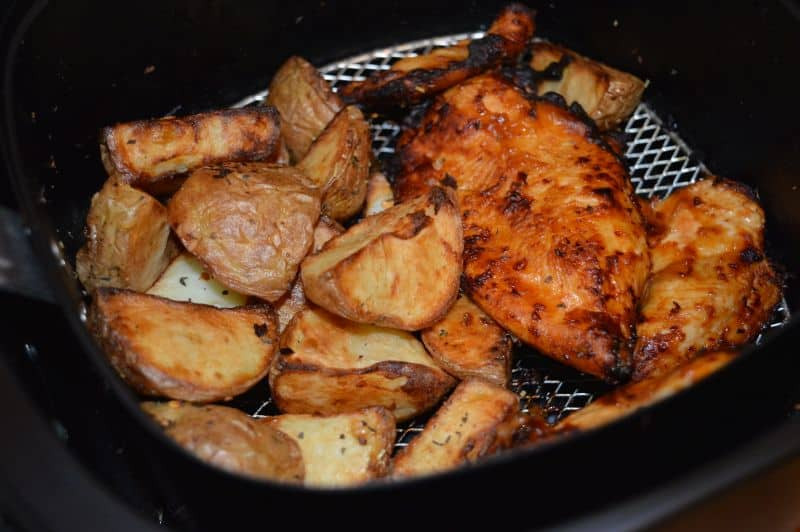 Air Fryer Roasted Potatoes
 Air Fried roasted potatoes with Chicken Steak and BBQ