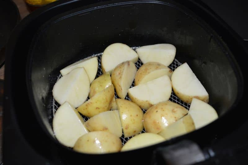 Air Fryer Roasted Potatoes
 Air Fried roasted potatoes with Chicken Steak and BBQ