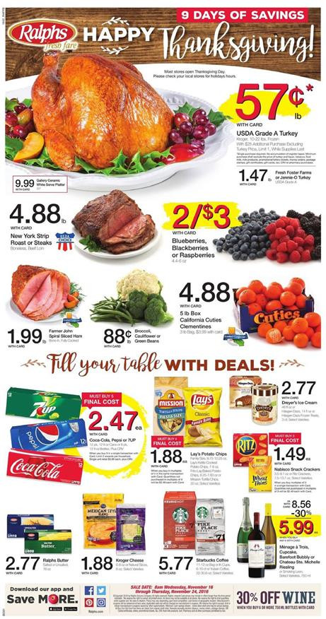 Albertsons Thanksgiving Dinner 2016
 Ralphs Weekly Ad Nov 16 24 2016 Thanksgiving
