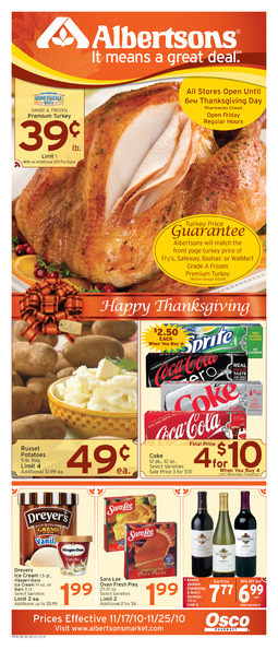 Albertsons Thanksgiving Dinners
 Alicia s Deals in AZ The Thanksgiving Grocery Ads This Week