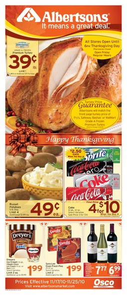Albertsons Turkey Dinner
 Alicia s Deals in AZ The Thanksgiving Grocery Ads This Week