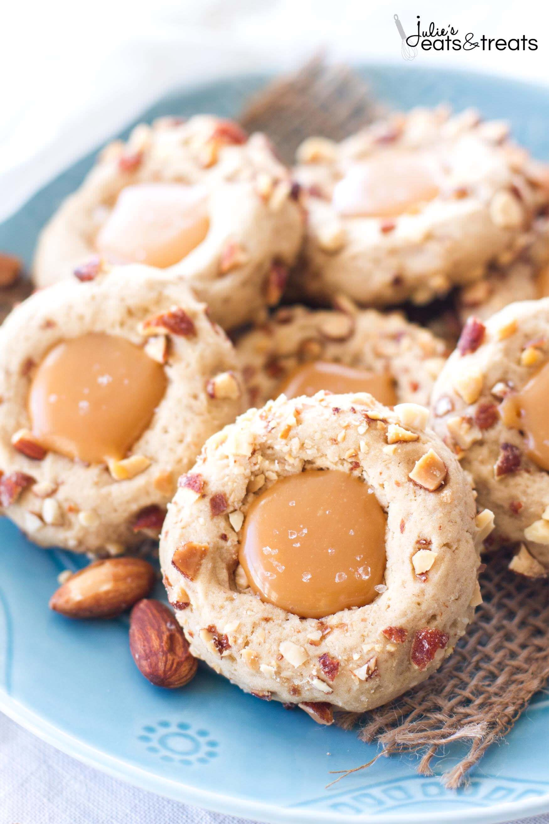 Almond Thumbprint Cookies
 Salted Caramel Almond Thumbprint Cookies Julie s Eats