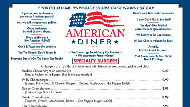 American Dinner Menu
 American diner offers Dictator Obama special breakfast