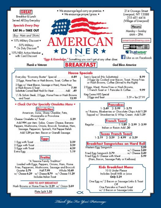 American Dinner Menu
 "American Diner" Breakfast Skillet Lavender and Lovage