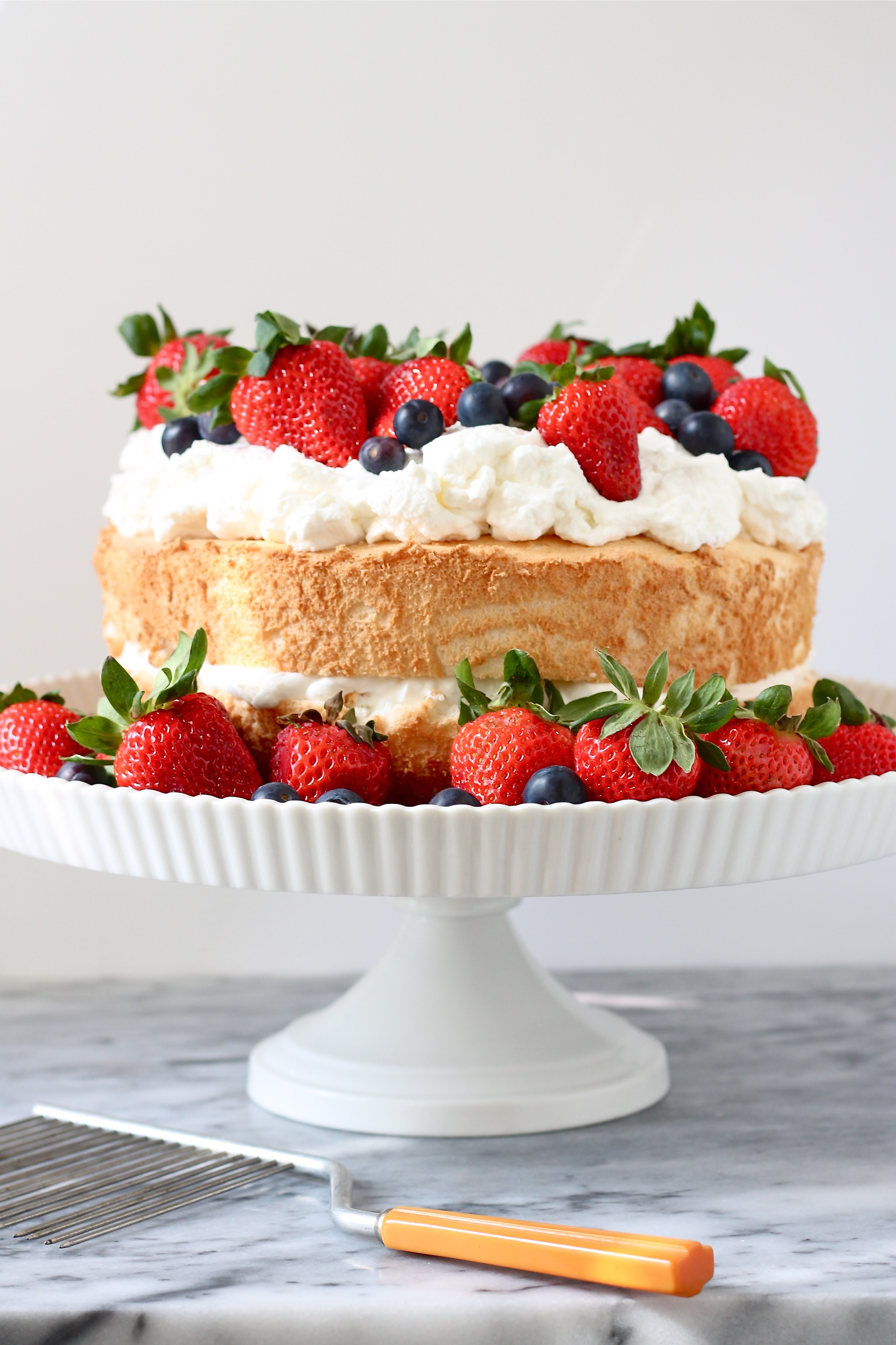 Angel Food Cake
 Angel Food Cake with Grand Marnier Whipped Cream