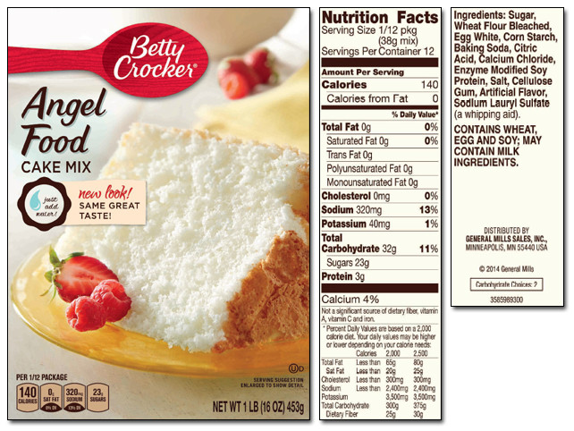 Angel Food Cake Calories
 Betty Crocker Product List
