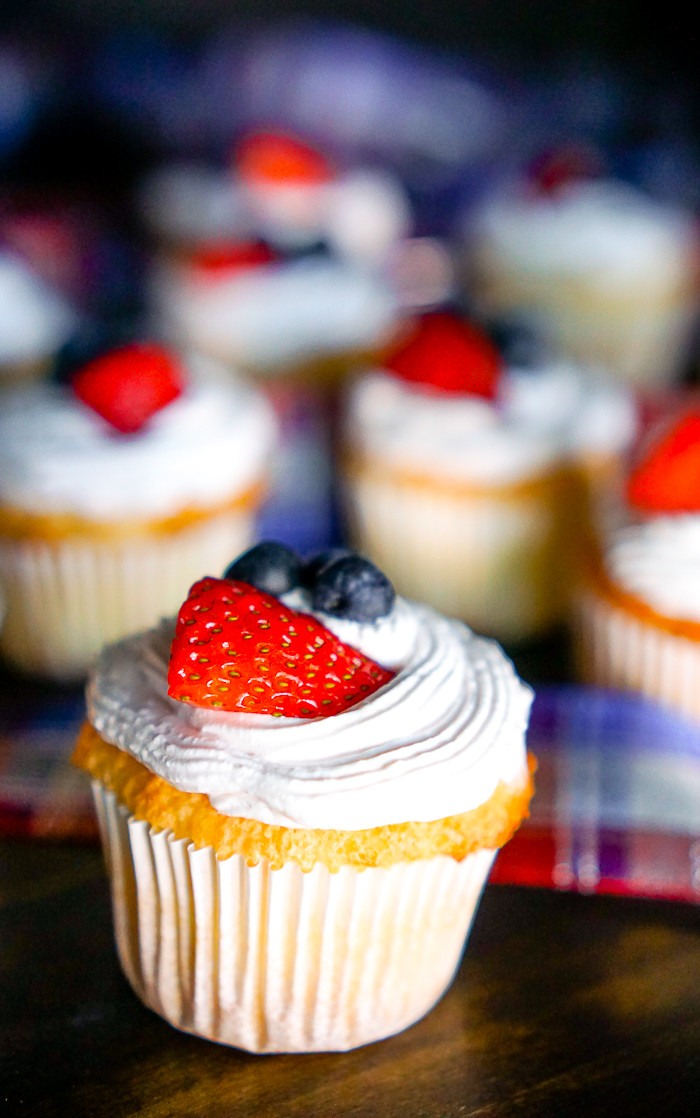 Angel Food Cake Cupcakes
 Light Angel Food Cupcakes with Strawberry Whipped Topping