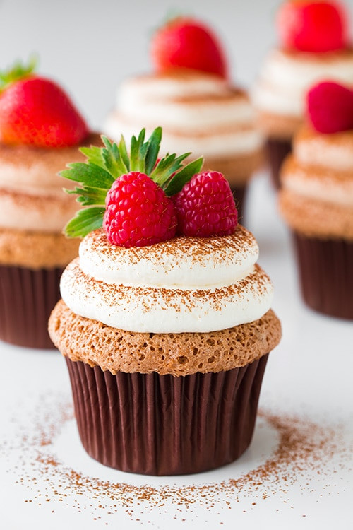 Angel Food Cupcakes
 Chocolate Angel Food Cupcakes with Chocolate Cream Cheese