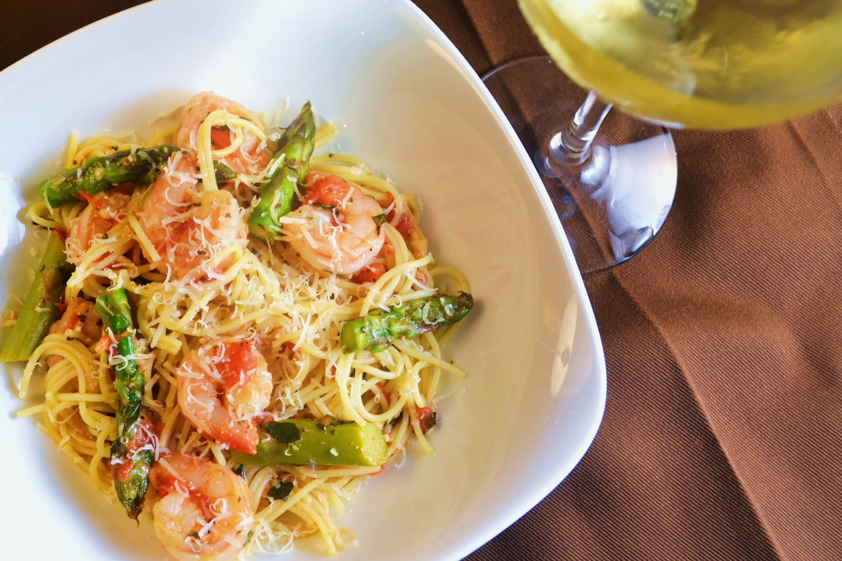 Angel Hair Pasta With Shrimp
 Angel Hair Pasta with Shrimp Asparagus and Basil