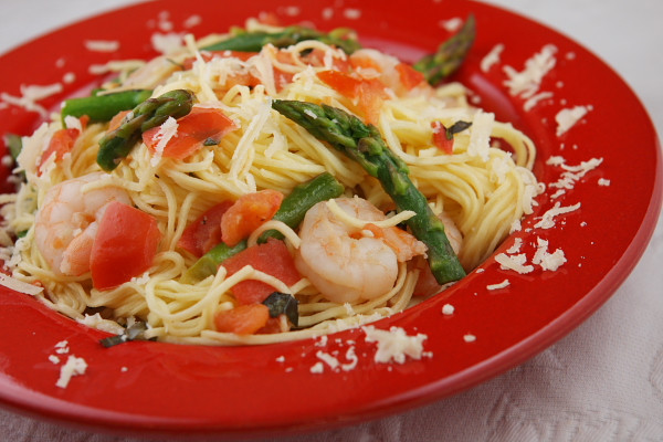 Angel Hair Pasta With Shrimp
 Angel Hair Pasta with Shrimp Asparagus and Basil