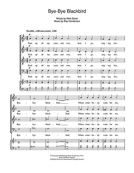 Animal Crackers In My Soup Lyrics
 Ray Henderson Bye Bye Blackbird sheet music