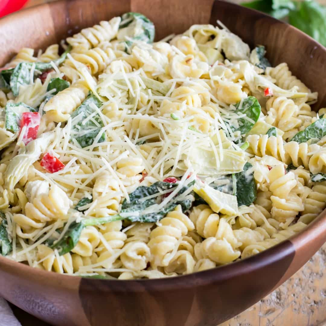 Artichoke Pasta Salad
 Spinach Artichoke Pasta Salad ⋆ Real Housemoms