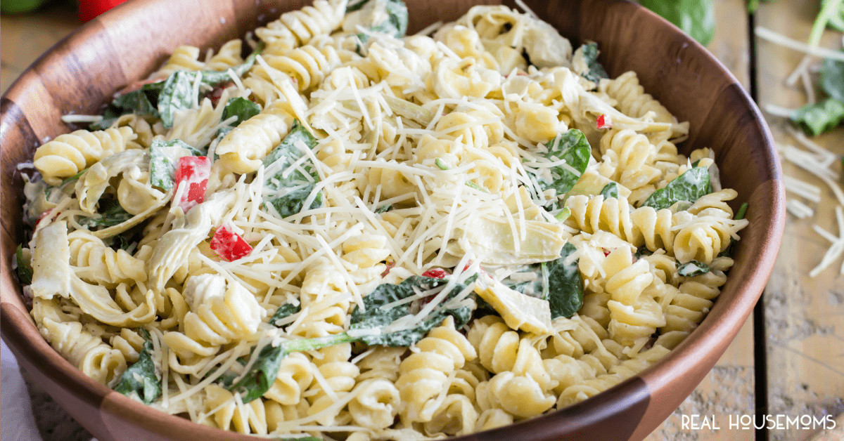 Artichoke Pasta Salad
 Spinach Artichoke Pasta Salad ⋆ Real Housemoms