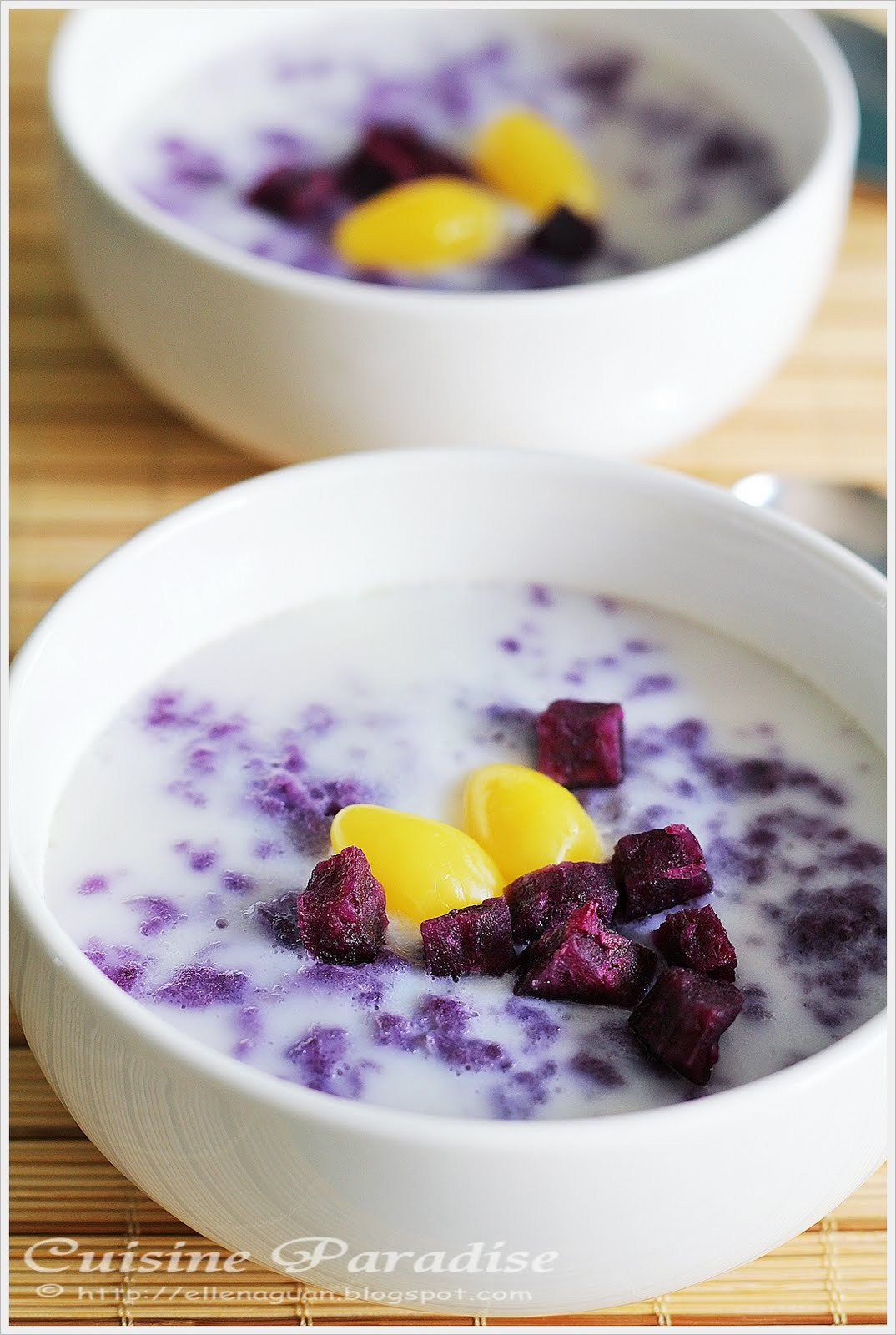 Asian Dessert Recipes
 Steamed Milk With Egg Whites and Purple Sweet Potato