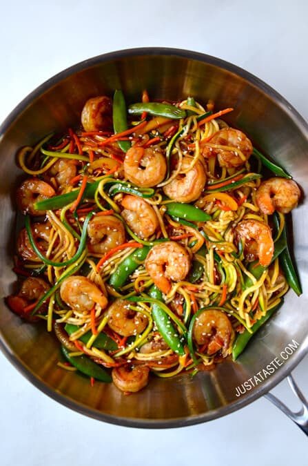 Asian Shrimp Recipes
 Asian Zucchini Noodle Stir Fry with Shrimp