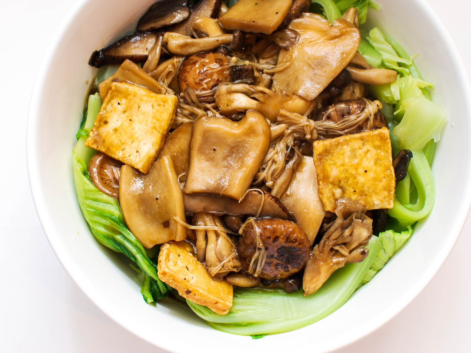 Asian Vegetarian Recipes
 Mushrooms and Tofu With Chinese Mustard Greens Recipe